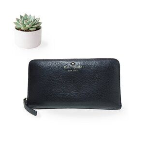 Kate Spade Leather Zip Around Wallet Purse Black